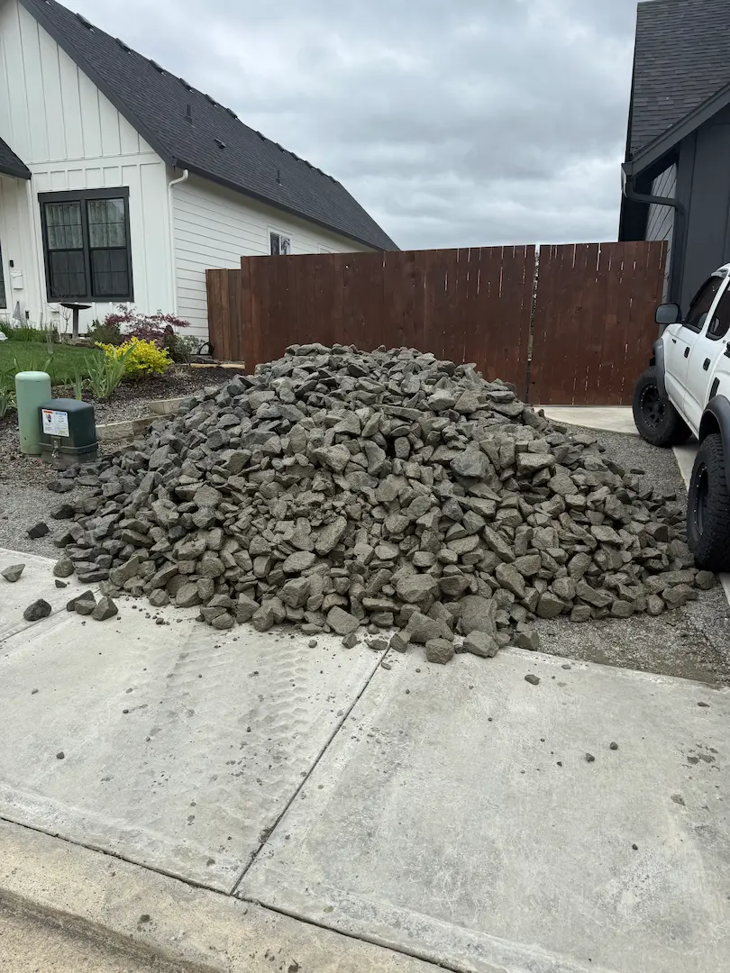 Dump truck with aggregate material